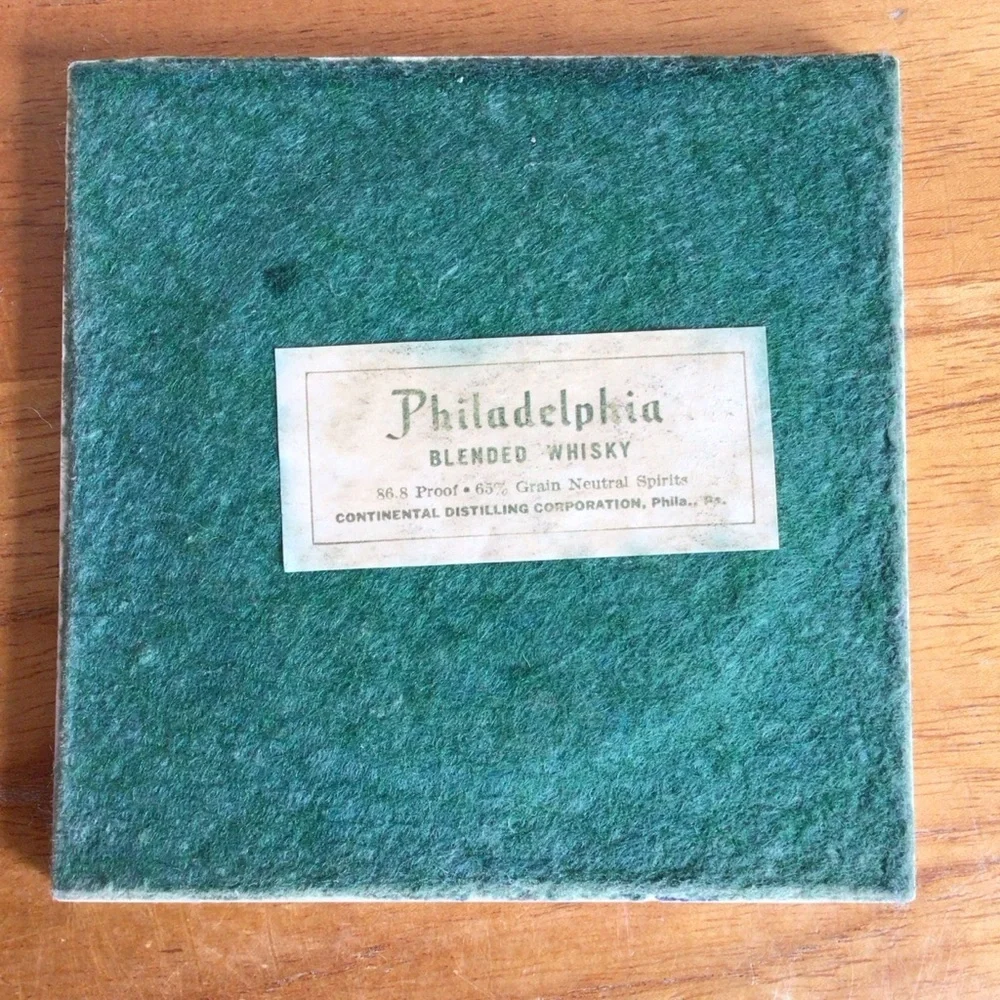 Vintage Philadelphia Blended Whiskey Ceramic Coaster Pair